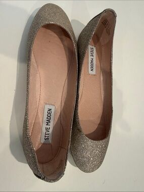 Steve Madden Glitter Ballet Flats in Champagne Gold